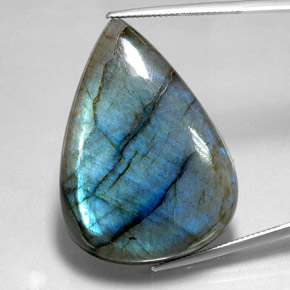70.99캐럿 천연 멀티컬러 라브라도라이트, 배 모양, 36.8×26.4 mm, 투명한