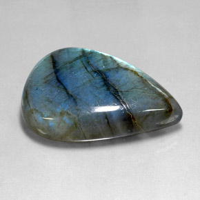 70.99캐럿 천연 멀티컬러 라브라도라이트, 배 모양, 36.8×26.4 mm, 투명한