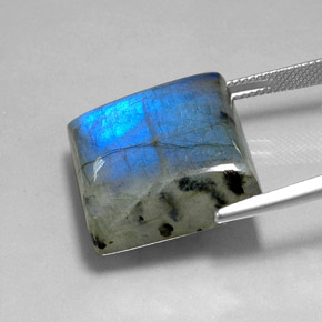 36.07캐럿 천연 다색 조회 장석, 정사각형, 투명한