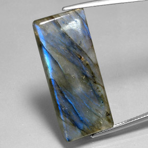 22.45캐럿 천연 멀티컬러 라브라도라이트, 바게트, 31.8×13.7 mm, 투명한