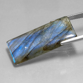 22.45캐럿 천연 멀티컬러 라브라도라이트, 바게트, 31.8×13.7 mm, 투명한