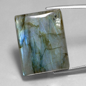 45.78캐럿 천연 멀티컬러 라브라도라이트, 바게트, 26.9×21.1 mm, 투명한