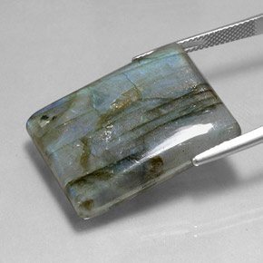 45.78캐럿 천연 멀티컬러 라브라도라이트, 바게트, 26.9×21.1 mm, 투명한