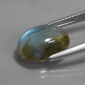 6.39캐럿 천연 다색 조회 장석, 타원형 컷, 투명한