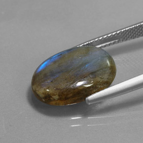6.83캐럿 천연 멀티컬러 라브라도라이트, 타원형 컷, 15.9×11.7 mm, 투명한