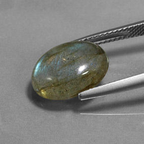 5.51캐럿 천연 다색 조회 장석, 타원형 컷, 투명한