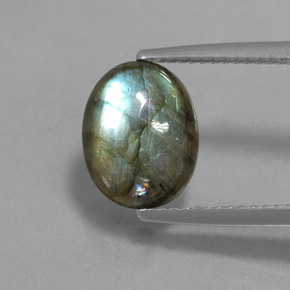 3.75캐럿 천연 멀티컬러 라브라도라이트, 타원형 컷, 11.1×8.8 mm, 투명한