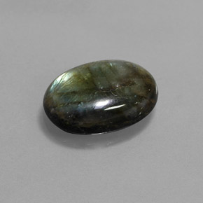 7.29캐럿 천연 멀티컬러 라브라도라이트, 타원형 컷, 15.5×11.5 mm, 불투명체