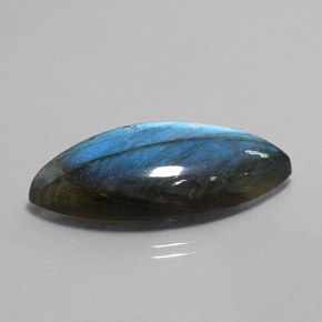 28.88캐럿 천연 멀티컬러 라브라도라이트, 마퀴즈, 34.7×16.1 mm, 투명한
