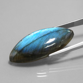 28.88캐럿 천연 멀티컬러 라브라도라이트, 마퀴즈, 34.7×16.1 mm, 투명한