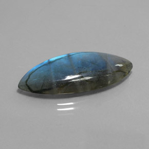 21.02캐럿 천연 멀티컬러 라브라도라이트, 투명한, 33.5×15.1 mm, 투명/반투명