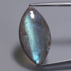12.31캐럿 천연 멀티컬러 라브라도라이트, 마퀴즈, 24.5×12.8 mm, 투명한