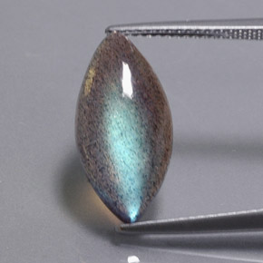 5.19캐럿 천연 멀티컬러 라브라도라이트, 투명한, 18.1×8.7 mm, 투명/반투명
