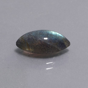 2.98캐럿 천연 멀티컬러 라브라도라이트, 투명한, 13.9×7.1 mm, 투명/반투명