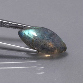 2.98캐럿 천연 멀티컬러 라브라도라이트, 투명한, 13.9×7.1 mm, 투명/반투명