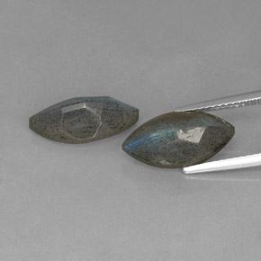 캐럿 천연 그레이 블루 광택 라브라도라이트 보석, 투명한, 14×7.2 mm, 투명/반투명