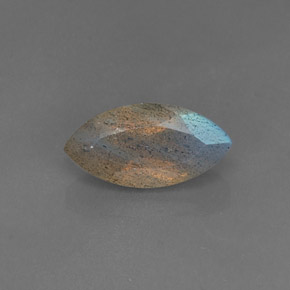 3.55캐럿 천연 그레이 블루 광택 라브라도라이트, 투명한, 14.3×7.3 mm, 투명/반투명