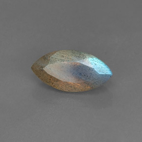 3.55캐럿 천연 그레이 블루 광택 라브라도라이트, 투명한, 14.3×7.3 mm, 투명/반투명