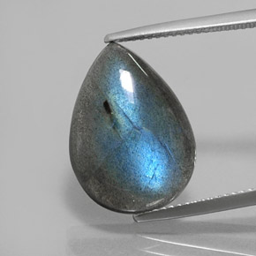 8.76캐럿 천연 멀티컬러 라브라도라이트, 배 모양, 18.2×13.2 mm, 투명한