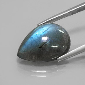 8.76캐럿 천연 멀티컬러 라브라도라이트, 배 모양, 18.2×13.2 mm, 투명한