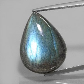 14.88캐럿 천연 멀티컬러 라브라도라이트, 배 모양, 20.2×15.2 mm, 투명한