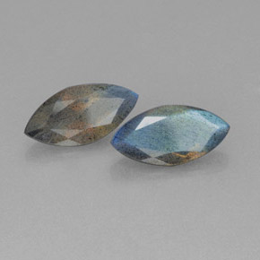 캐럿 천연 그레이 블루 광택 라브라도라이트 보석, 투명한, 14×6.9 mm, 투명/반투명