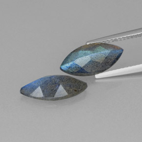 캐럿 천연 그레이 블루 광택 라브라도라이트 보석, 투명한, 14×6.9 mm, 투명/반투명