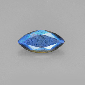 2.30캐럿 천연 그레이 블루 광택 라브라도라이트, 투명한, 13.9×6.8 mm, 투명/반투명