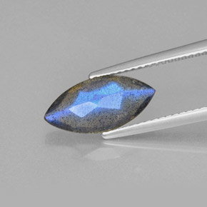 2.30캐럿 천연 그레이 블루 광택 라브라도라이트, 투명한, 13.9×6.8 mm, 투명/반투명