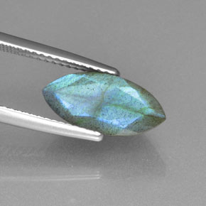 3.54캐럿 천연 그레이 블루 광택 라브라도라이트, 투명한, 14×6.7 mm, 투명/반투명
