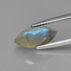 3.54캐럿 천연 그레이 블루 광택 라브라도라이트, 투명한, 14×6.7 mm, 투명/반투명
