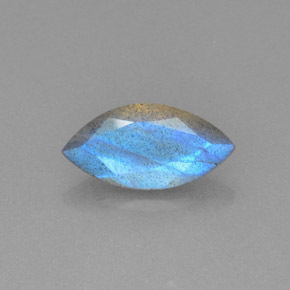 2.15캐럿 천연 그레이 블루 광택 라브라도라이트, 투명한, 13.6×6.9 mm, 투명/반투명
