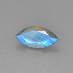 2.15캐럿 천연 그레이 블루 광택 라브라도라이트, 투명한, 13.6×6.9 mm, 투명/반투명