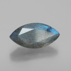 2.82캐럿 천연 그레이 블루 광택 라브라도라이트, 투명한, 14.1×7.2 mm, 투명/반투명