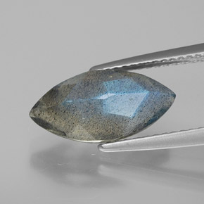 2.82캐럿 천연 그레이 블루 광택 라브라도라이트, 투명한, 14.1×7.2 mm, 투명/반투명