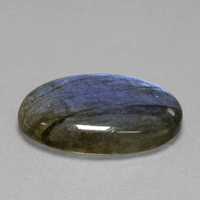 16.81캐럿 천연 그레이 블루 광택 라브라도라이트, 타원형 컷, 24.6×15.8 mm, 투명한
