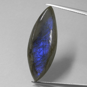 18.92캐럿 천연 그레이 블루 광택 라브라도라이트, 마퀴즈, 32.8×12.4 mm, 투명한