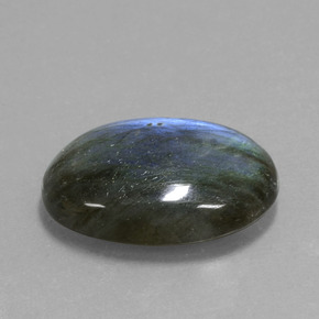 14.95캐럿 천연 그레이 블루 광택 라브라도라이트, 타원형 컷, 21.7×15.4 mm, 투명한