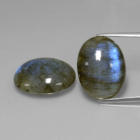 캐럿 천연 그레이 블루 광택 라브라도라이트 보석, 타원형 컷, 20.1×15.2 mm, 투명한
