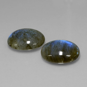 캐럿 천연 그레이 블루 광택 라브라도라이트 보석, 타원형 컷, 20.1×15.2 mm, 투명한