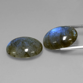 캐럿 천연 그레이 블루 광택 라브라도라이트 보석, 타원형 컷, 20.1×15.2 mm, 투명한