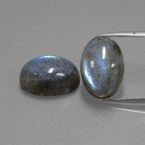 캐럿 천연 그레이 블루 광택 라브라도라이트 보석, 타원형 컷, 12.8×8.8 mm, 투명한
