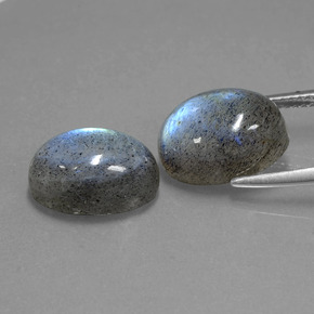 캐럿 천연 그레이 블루 광택 라브라도라이트 보석, 타원형 컷, 12.8×8.8 mm, 투명한