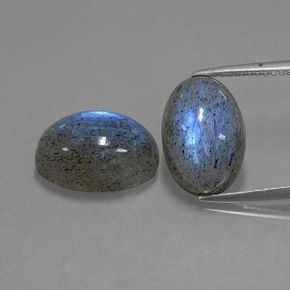 캐럿 천연 그레이 블루 광택 라브라도라이트 보석, 타원형 컷, 13.3×9.1 mm, 투명한