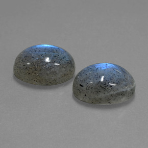 캐럿 천연 그레이 블루 광택 라브라도라이트 보석, 타원형 컷, 13.3×9.1 mm, 투명한