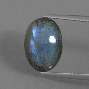 5.70캐럿 천연 그레이 블루 광택 라브라도라이트, 타원형 컷, 13.1×9.3 mm, 투명한