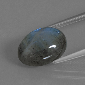 5.70캐럿 천연 그레이 블루 광택 라브라도라이트, 타원형 컷, 13.1×9.3 mm, 투명한
