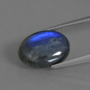4.53캐럿 천연 그레이 블루 광택 라브라도라이트, 타원형 컷, 13.2×9.1 mm, 투명한