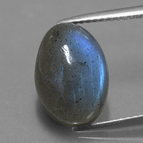 5.82캐럿 천연 그레이 블루 광택 라브라도라이트, 타원형 컷, 13×9.1 mm, 투명한