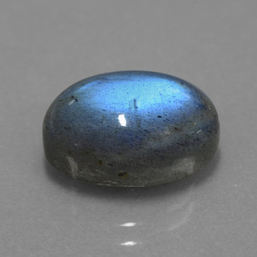 5.82캐럿 천연 그레이 블루 광택 라브라도라이트, 타원형 컷, 13×9.1 mm, 투명한